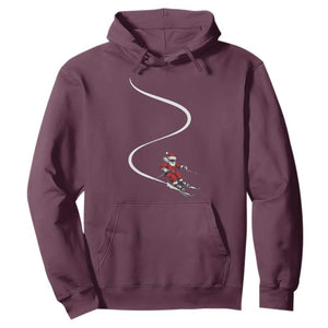 Skiing Santa Christmas Hoodie Retro Funny Ski Trip Freeride Freeski Winter Sports Skiers TS10 Maroon Print Your Wear