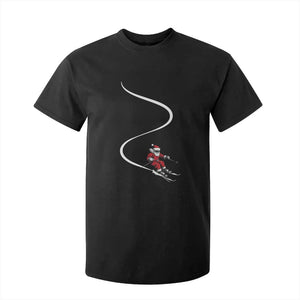 Skiing Santa Christmas T Shirt For Kid Retro Funny Ski Trip Freeride Freeski Winter Sports Skiers TS10 Black Print Your Wear