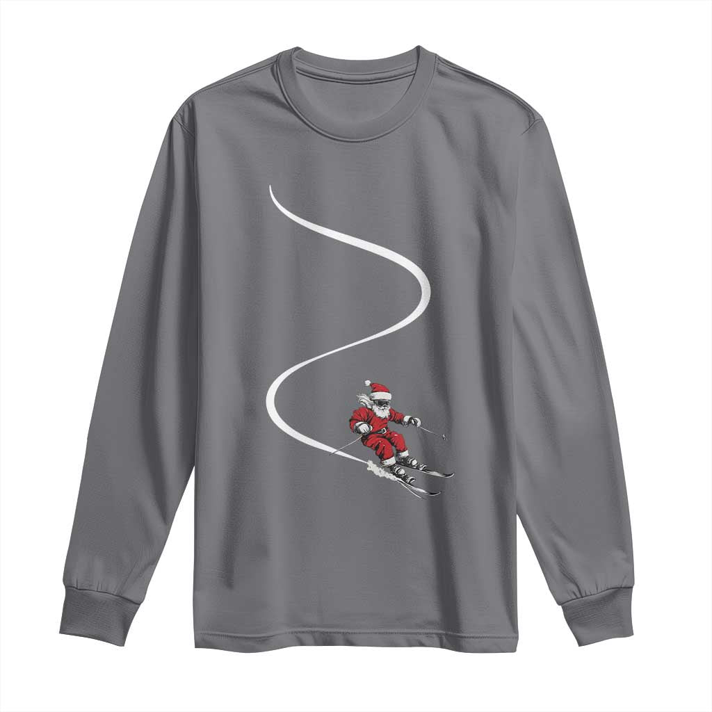 Skiing Santa Christmas Long Sleeve Shirt Retro Funny Ski Trip Freeride Freeski Winter Sports Skiers TS10 Charcoal Print Your Wear