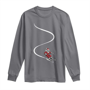 Skiing Santa Christmas Long Sleeve Shirt Retro Funny Ski Trip Freeride Freeski Winter Sports Skiers TS10 Charcoal Print Your Wear