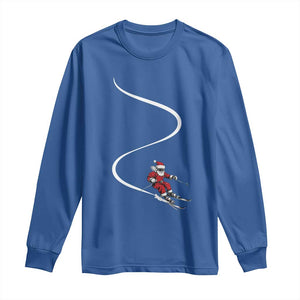 Skiing Santa Christmas Long Sleeve Shirt Retro Funny Ski Trip Freeride Freeski Winter Sports Skiers TS10 Royal Blue Print Your Wear