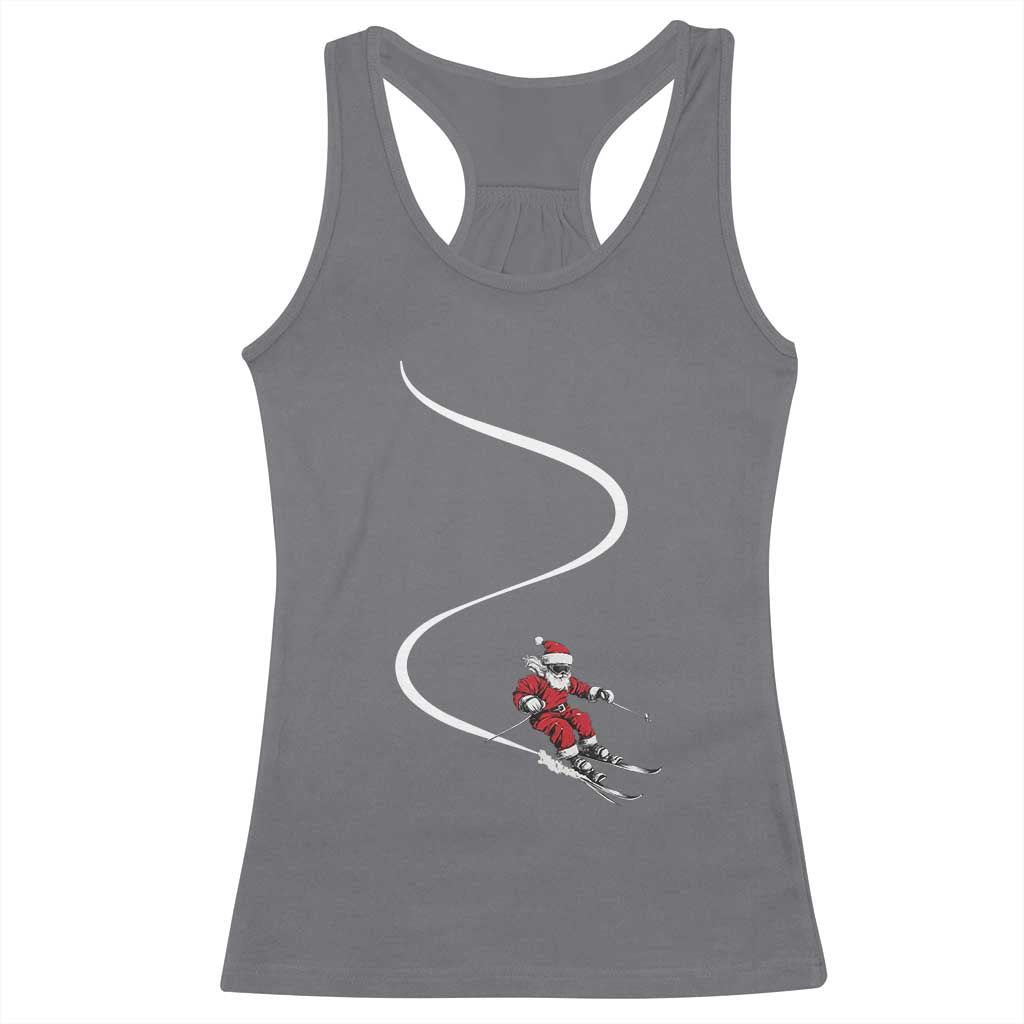Skiing Santa Christmas Racerback Tank Top Retro Funny Ski Trip Freeride Freeski Winter Sports Skiers TS10 Charcoal Print Your Wear
