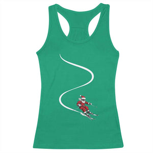 Skiing Santa Christmas Racerback Tank Top Retro Funny Ski Trip Freeride Freeski Winter Sports Skiers TS10 Irish Green Print Your Wear