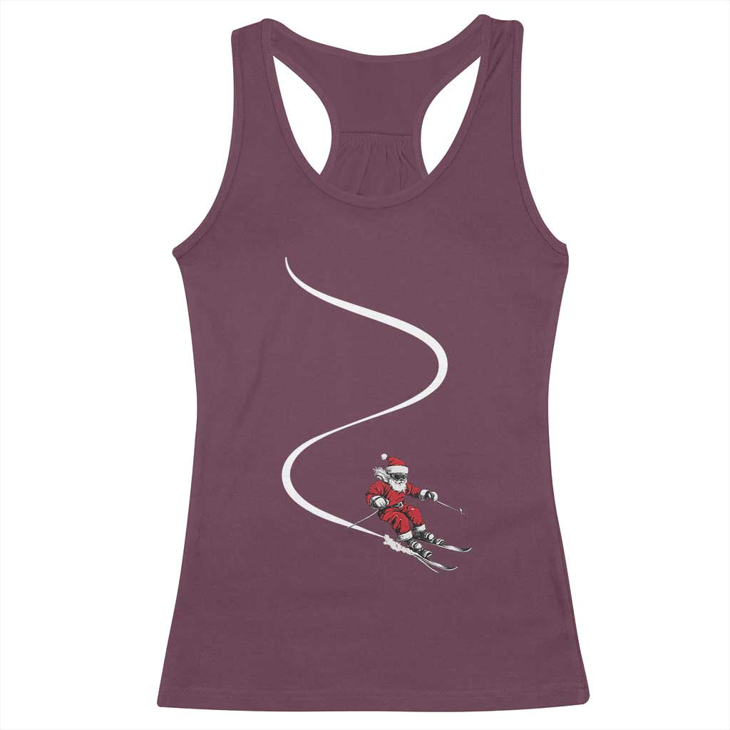 Skiing Santa Christmas Racerback Tank Top Retro Funny Ski Trip Freeride Freeski Winter Sports Skiers TS10 Maroon Print Your Wear