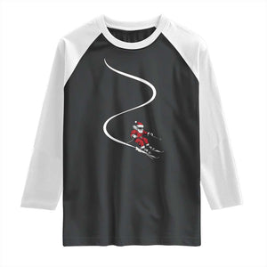 Skiing Santa Christmas Raglan Shirt Retro Funny Ski Trip Freeride Freeski Winter Sports Skiers TS10 Black White Print Your Wear