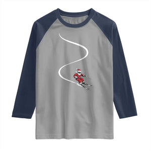 Skiing Santa Christmas Raglan Shirt Retro Funny Ski Trip Freeride Freeski Winter Sports Skiers TS10 Sport Gray Navy Print Your Wear