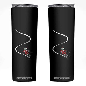 Skiing Santa Christmas Skinny Tumbler Retro Funny Ski Trip Freeride Freeski Winter Sports Skiers TS10 Black Print Your Wear
