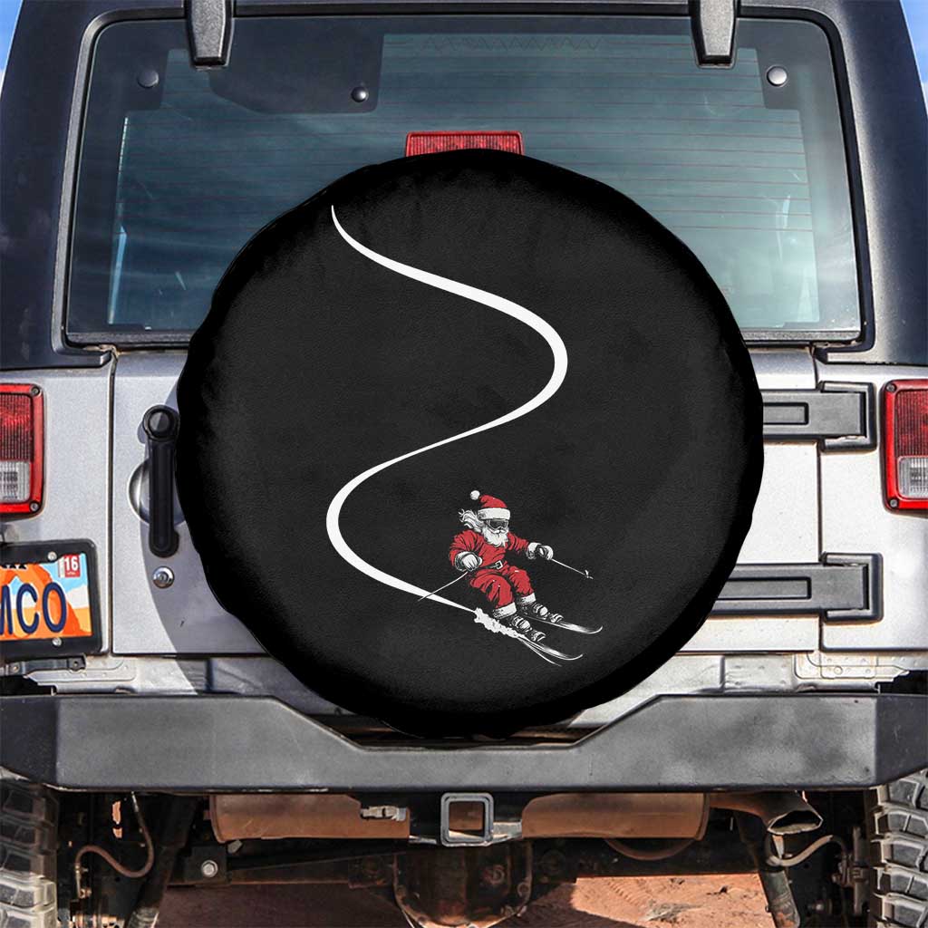 Skiing Santa Christmas Spare Tire Cover Retro Funny Ski Trip Freeride Freeski Winter Sports Skiers TS10 No hole Black Print Your Wear