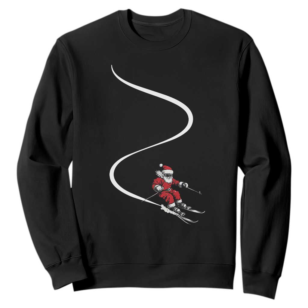 Skiing Santa Christmas Sweatshirt Retro Funny Ski Trip Freeride Freeski Winter Sports Skiers TS10 Black Print Your Wear
