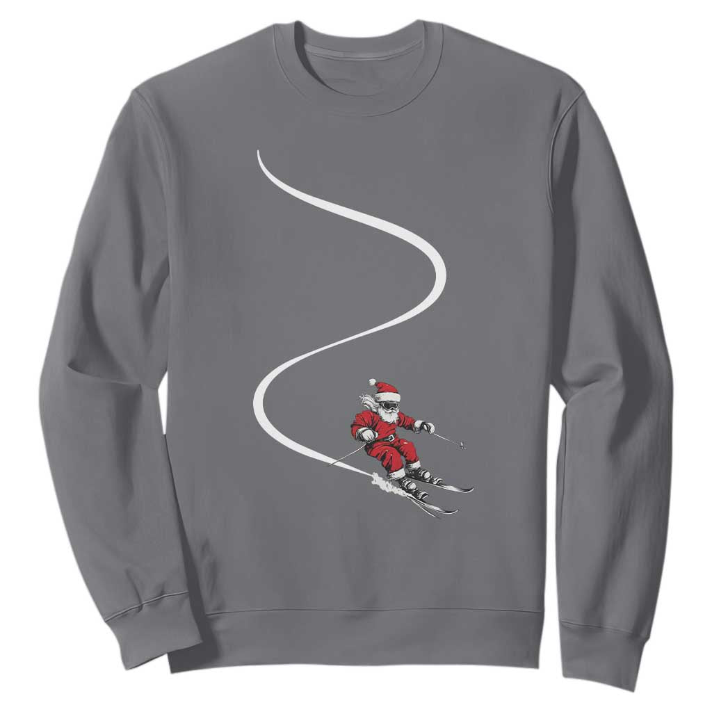 Skiing Santa Christmas Sweatshirt Retro Funny Ski Trip Freeride Freeski Winter Sports Skiers TS10 Charcoal Print Your Wear