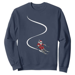 Skiing Santa Christmas Sweatshirt Retro Funny Ski Trip Freeride Freeski Winter Sports Skiers TS10 Navy Print Your Wear