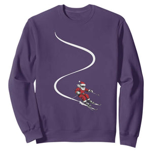 Skiing Santa Christmas Sweatshirt Retro Funny Ski Trip Freeride Freeski Winter Sports Skiers TS10 Purple Print Your Wear