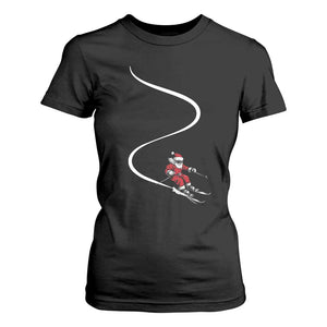 Skiing Santa Christmas T Shirt For Women Retro Funny Ski Trip Freeride Freeski Winter Sports Skiers TS10 Black Print Your Wear