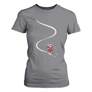 Skiing Santa Christmas T Shirt For Women Retro Funny Ski Trip Freeride Freeski Winter Sports Skiers TS10 Charcoal Print Your Wear