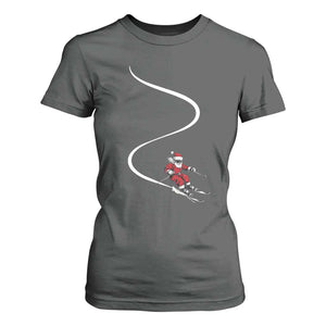 Skiing Santa Christmas T Shirt For Women Retro Funny Ski Trip Freeride Freeski Winter Sports Skiers TS10 Dark Heather Print Your Wear