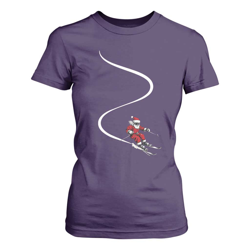 Skiing Santa Christmas T Shirt For Women Retro Funny Ski Trip Freeride Freeski Winter Sports Skiers TS10 Purple Print Your Wear