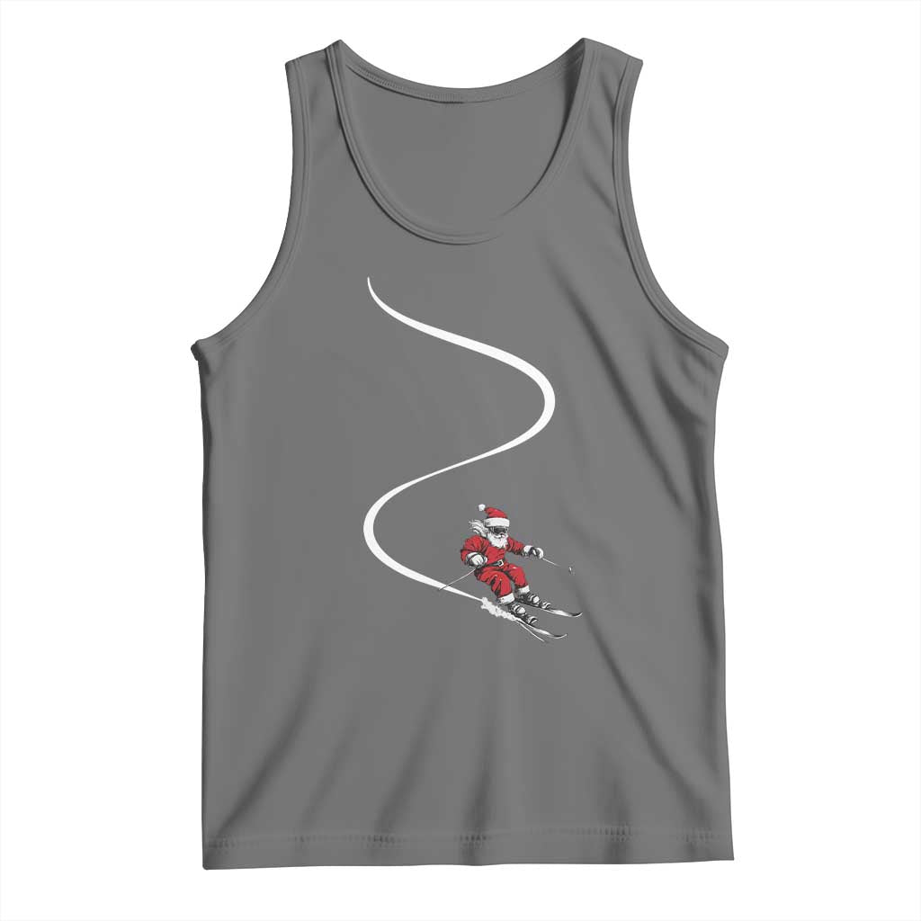 Skiing Santa Christmas Tank Top Retro Funny Ski Trip Freeride Freeski Winter Sports Skiers TS10 Black Heather Print Your Wear
