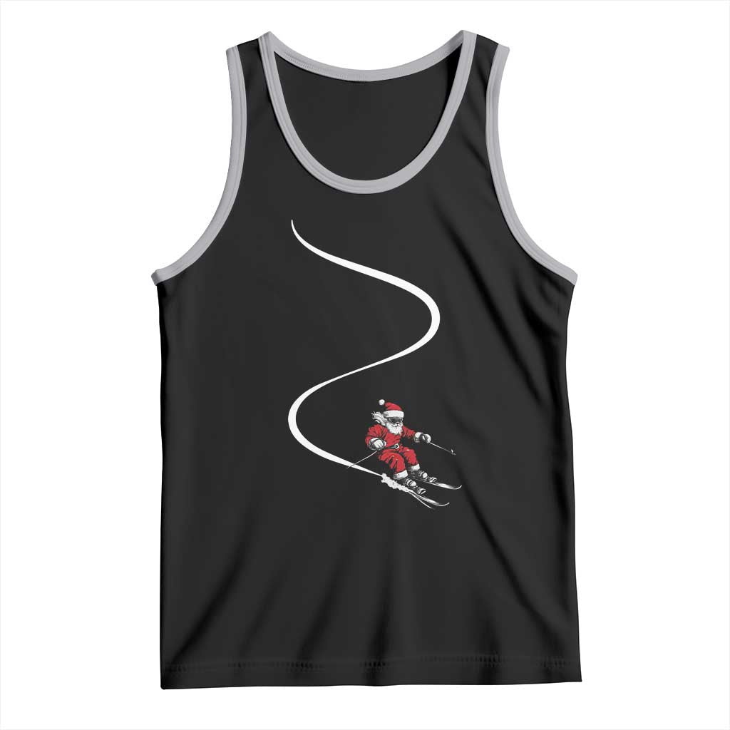 Skiing Santa Christmas Tank Top Retro Funny Ski Trip Freeride Freeski Winter Sports Skiers TS10 Black Athletic Heather Print Your Wear