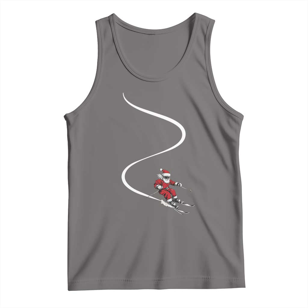Skiing Santa Christmas Tank Top Retro Funny Ski Trip Freeride Freeski Winter Sports Skiers TS10 Deep Heather Print Your Wear