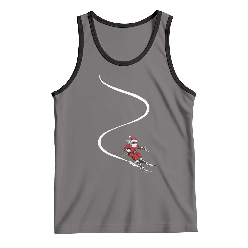 Skiing Santa Christmas Tank Top Retro Funny Ski Trip Freeride Freeski Winter Sports Skiers TS10 Deep Heather Black Print Your Wear