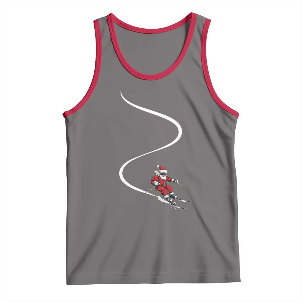 Skiing Santa Christmas Tank Top Retro Funny Ski Trip Freeride Freeski Winter Sports Skiers TS10 Deep Heather Red Print Your Wear