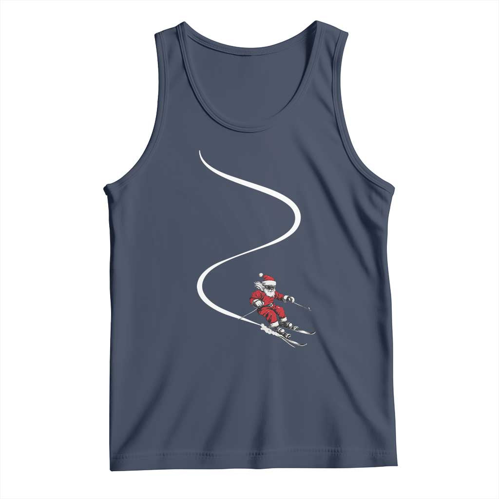 Skiing Santa Christmas Tank Top Retro Funny Ski Trip Freeride Freeski Winter Sports Skiers TS10 Navy Print Your Wear