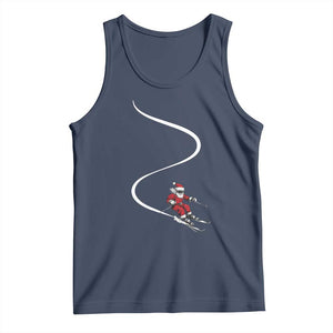 Skiing Santa Christmas Tank Top Retro Funny Ski Trip Freeride Freeski Winter Sports Skiers TS10 Navy Print Your Wear