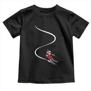 Skiing Santa Christmas Toddler T Shirt Retro Funny Ski Trip Freeride Freeski Winter Sports Skiers TS10 Black Print Your Wear