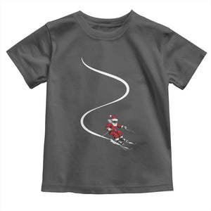 Skiing Santa Christmas Toddler T Shirt Retro Funny Ski Trip Freeride Freeski Winter Sports Skiers TS10 Dark Heather Print Your Wear