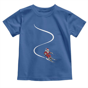 Skiing Santa Christmas Toddler T Shirt Retro Funny Ski Trip Freeride Freeski Winter Sports Skiers TS10 Royal Blue Print Your Wear
