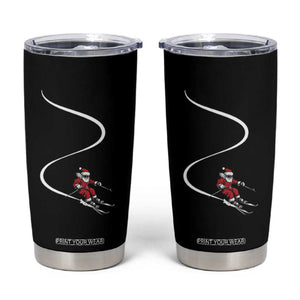 Skiing Santa Christmas Tumbler Cup Retro Funny Ski Trip Freeride Freeski Winter Sports Skiers TS10 Black Print Your Wear