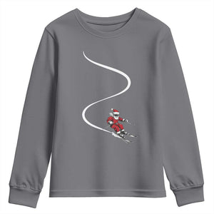 Skiing Santa Christmas Youth Sweatshirt Retro Funny Ski Trip Freeride Freeski Winter Sports Skiers TS10 Charcoal Print Your Wear