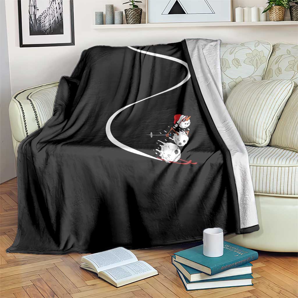 Skiing Snowman Throw Blanket Funny Ski Freeride Freeski Winter Sports Skiers TS10 Print Your Wear
