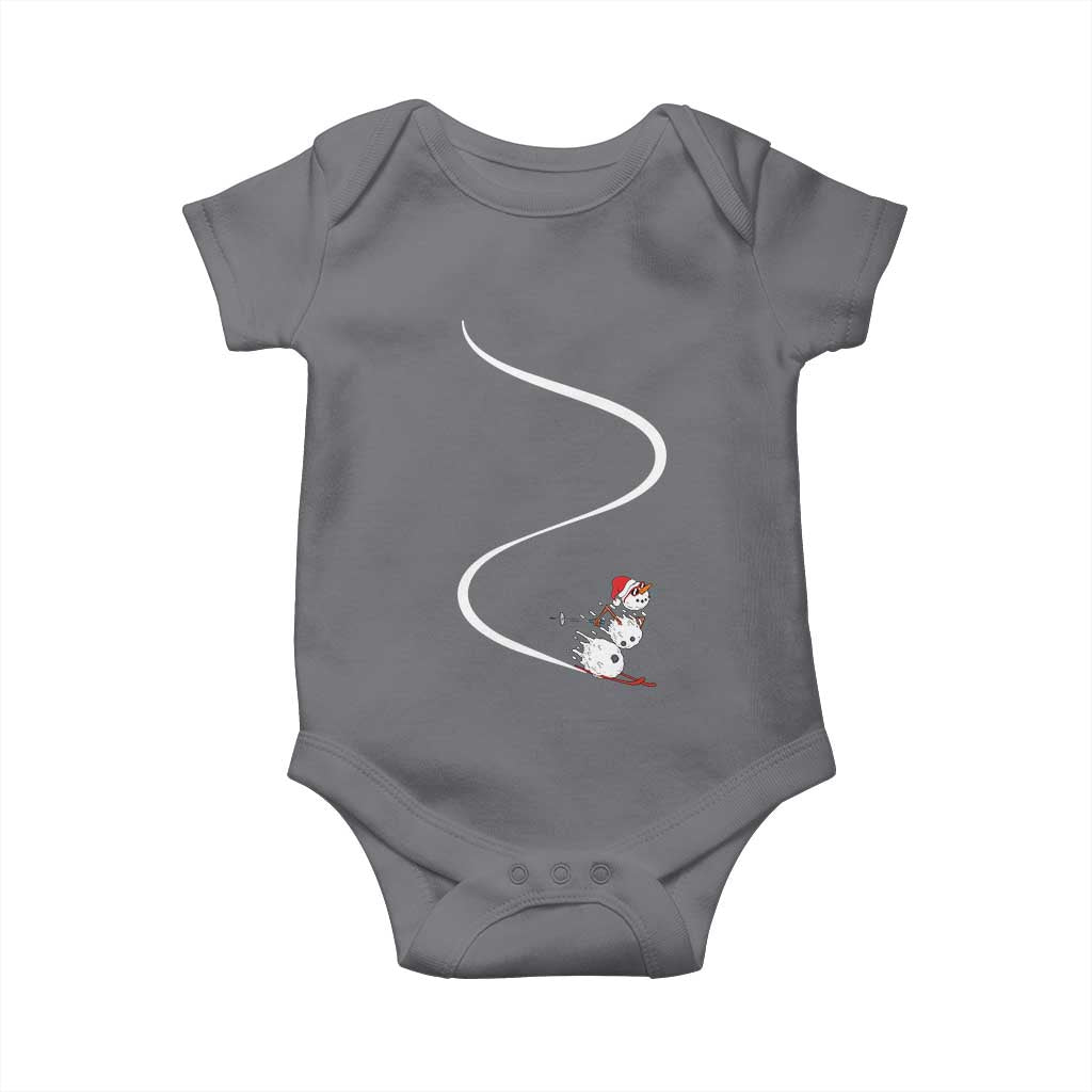 Skiing Snowman Baby Onesie Funny Ski Freeride Freeski Winter Sports Skiers TS10 Charcoal Print Your Wear