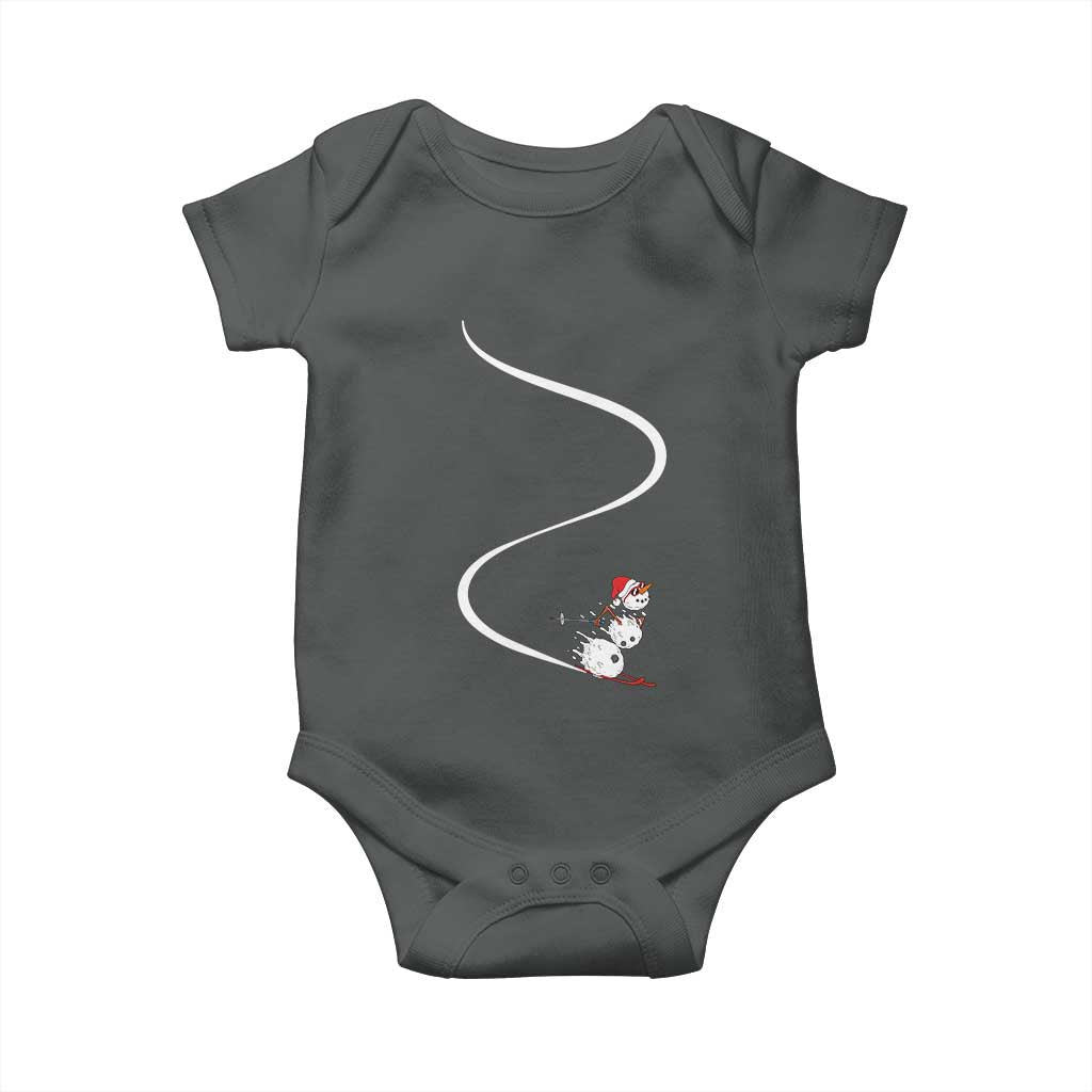 Skiing Snowman Baby Onesie Funny Ski Freeride Freeski Winter Sports Skiers TS10 Dark Heather Print Your Wear