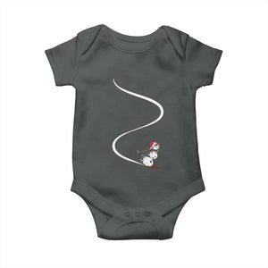 Skiing Snowman Baby Onesie Funny Ski Freeride Freeski Winter Sports Skiers TS10 Dark Heather Print Your Wear