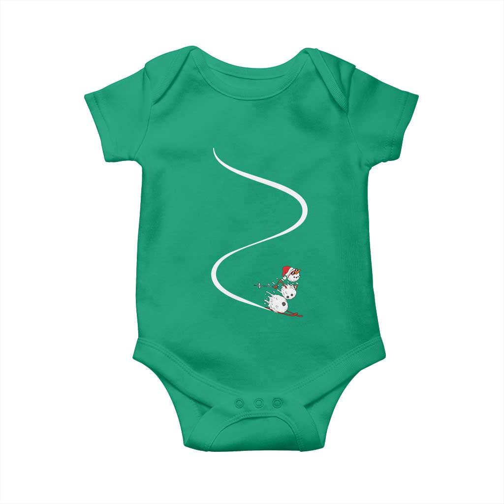 Skiing Snowman Baby Onesie Funny Ski Freeride Freeski Winter Sports Skiers TS10 Irish Green Print Your Wear