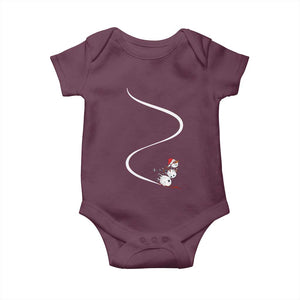 Skiing Snowman Baby Onesie Funny Ski Freeride Freeski Winter Sports Skiers TS10 Maroon Print Your Wear