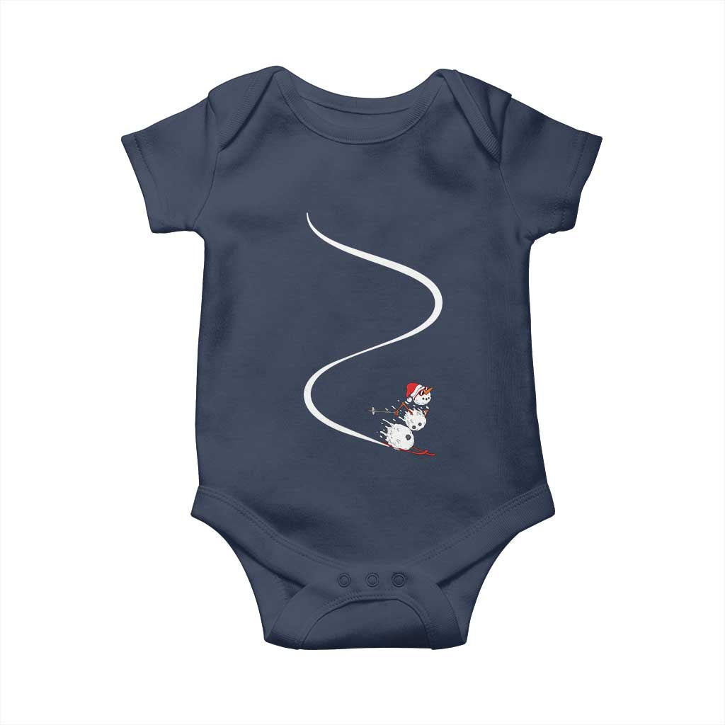 Skiing Snowman Baby Onesie Funny Ski Freeride Freeski Winter Sports Skiers TS10 Navy Print Your Wear