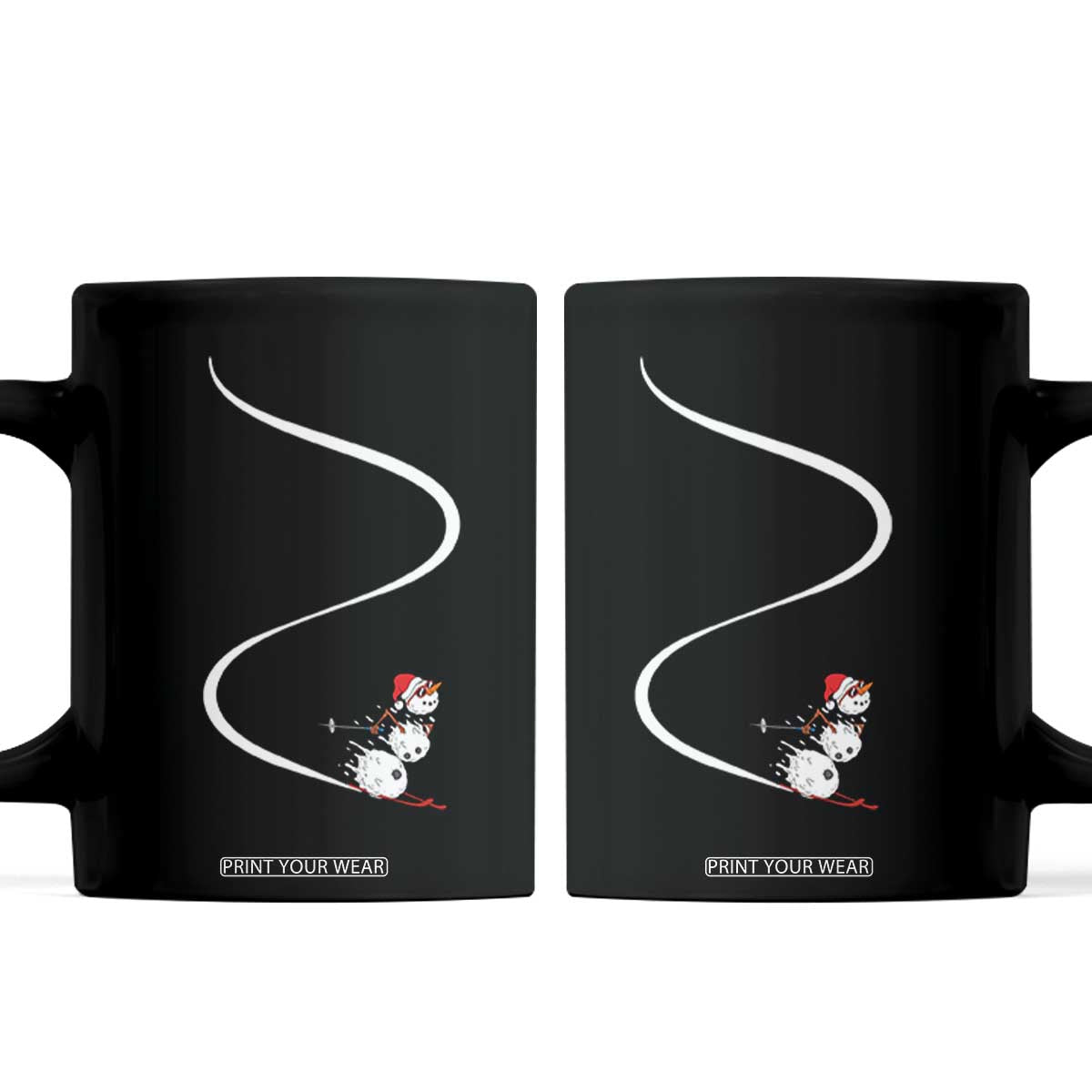 Skiing Snowman Coffee Mug Funny Ski Freeride Freeski Winter Sports Skiers TS10 Black Print Your Wear