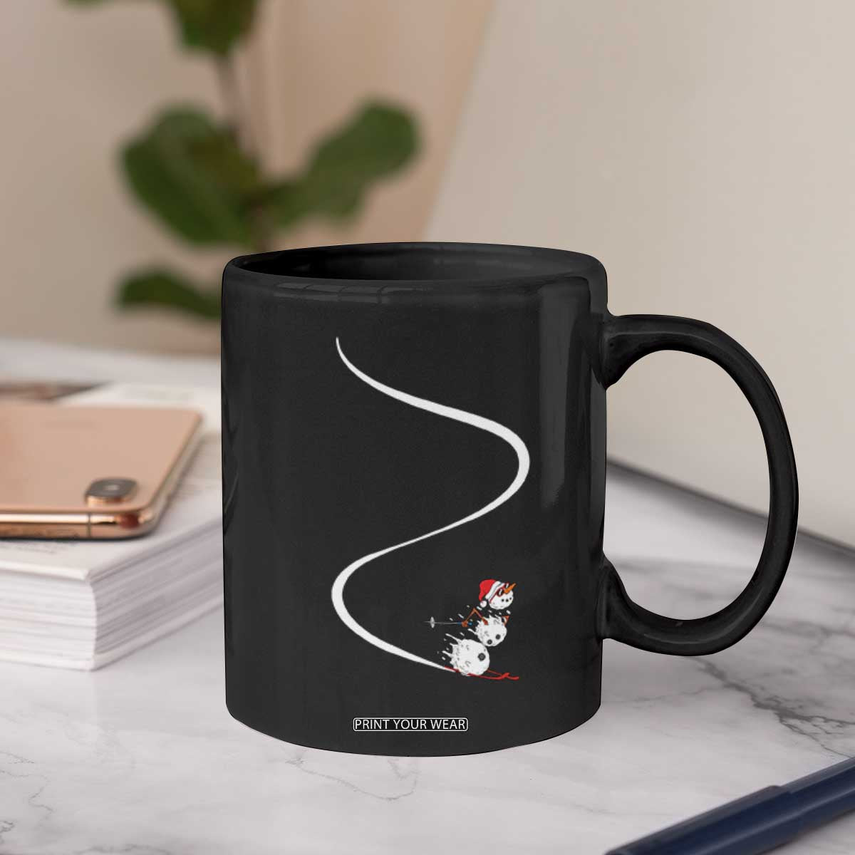 Skiing Snowman Coffee Mug Funny Ski Freeride Freeski Winter Sports Skiers TS10 Print Your Wear