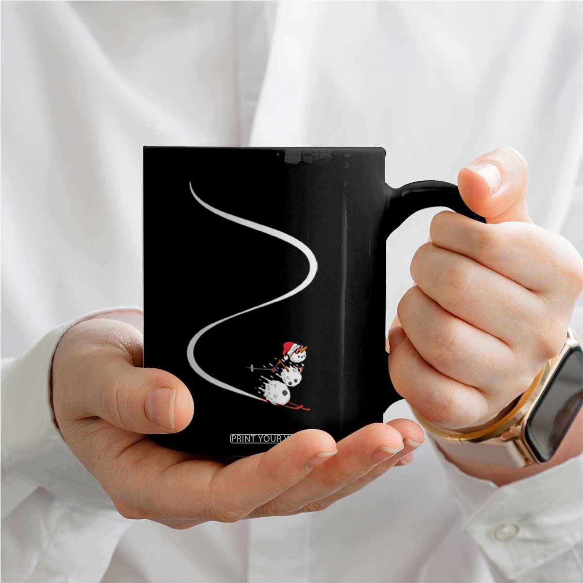 Skiing Snowman Coffee Mug Funny Ski Freeride Freeski Winter Sports Skiers TS10 Print Your Wear