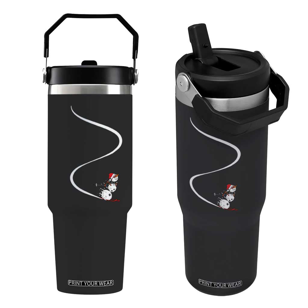 Skiing Snowman Flip Straw Tumbler Funny Ski Freeride Freeski Winter Sports Skiers TS10 One Size: 30 oz Black Print Your Wear