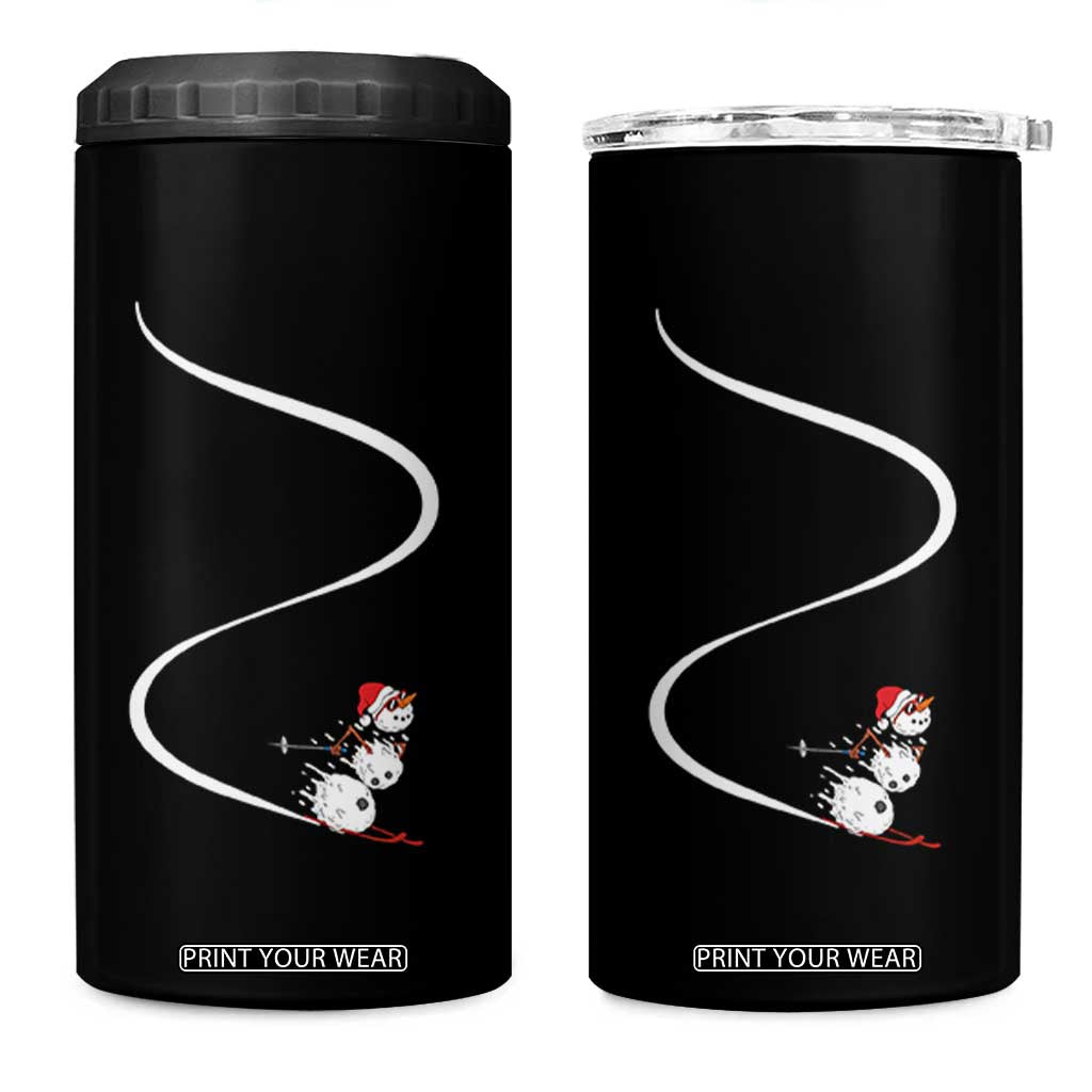 Skiing Snowman 4 in 1 Can Cooler Tumbler Funny Ski Freeride Freeski Winter Sports Skiers TS10 One Size: 16 oz Black Print Your Wear