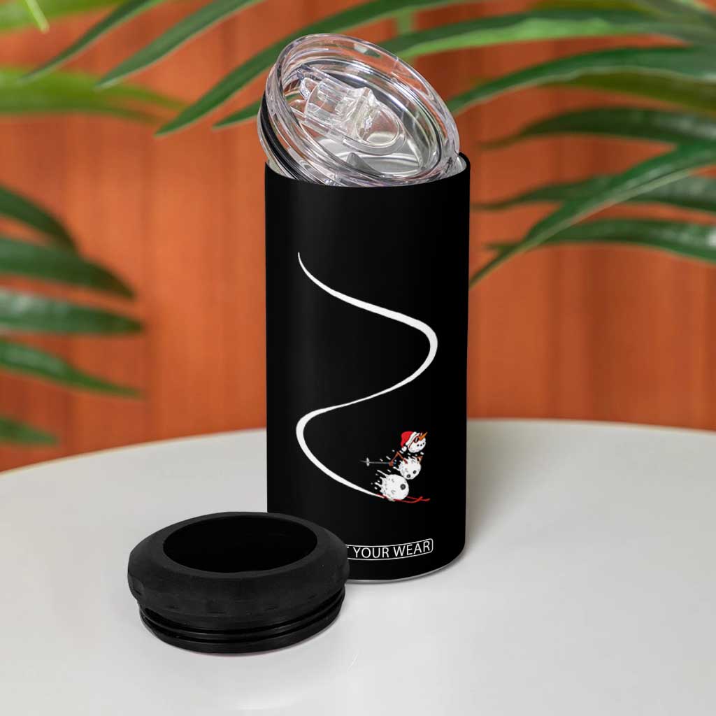 Skiing Snowman 4 in 1 Can Cooler Tumbler Funny Ski Freeride Freeski Winter Sports Skiers TS10 Print Your Wear