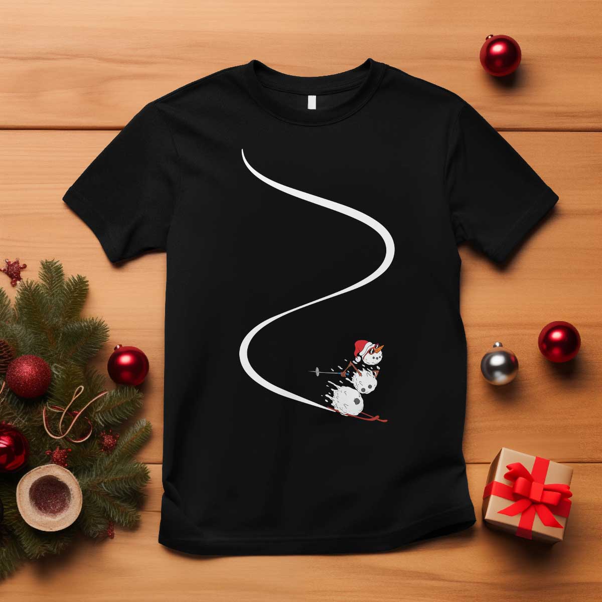 Skiing Snowman T Shirt Funny Ski Freeride Freeski Winter Sports Skiers TS10 Black Print Your Wear