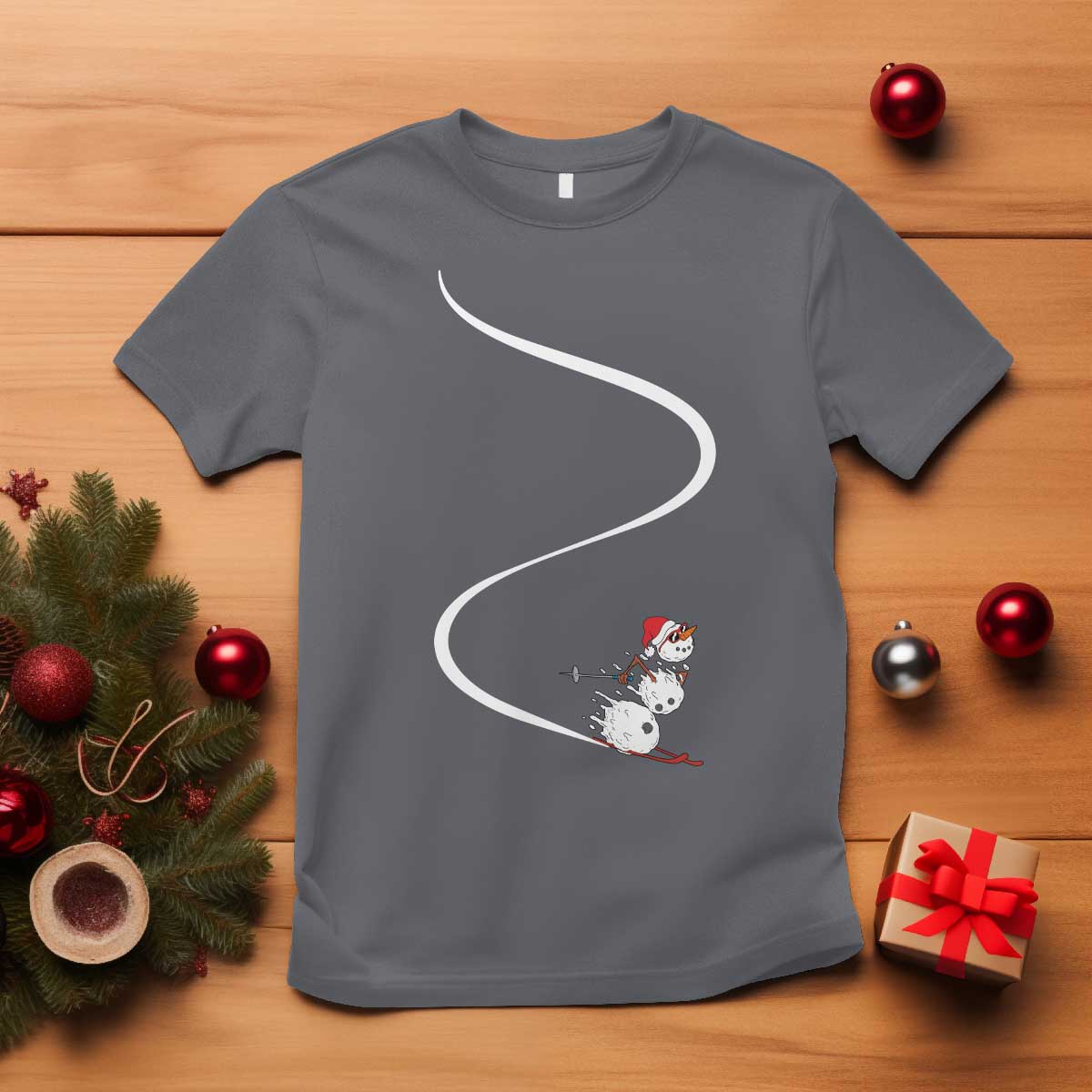 Skiing Snowman T Shirt Funny Ski Freeride Freeski Winter Sports Skiers TS10 Charcoal Print Your Wear