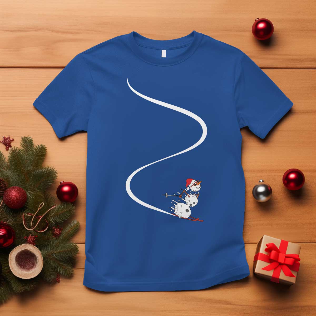 Skiing Snowman T Shirt Funny Ski Freeride Freeski Winter Sports Skiers TS10 Royal Blue Print Your Wear
