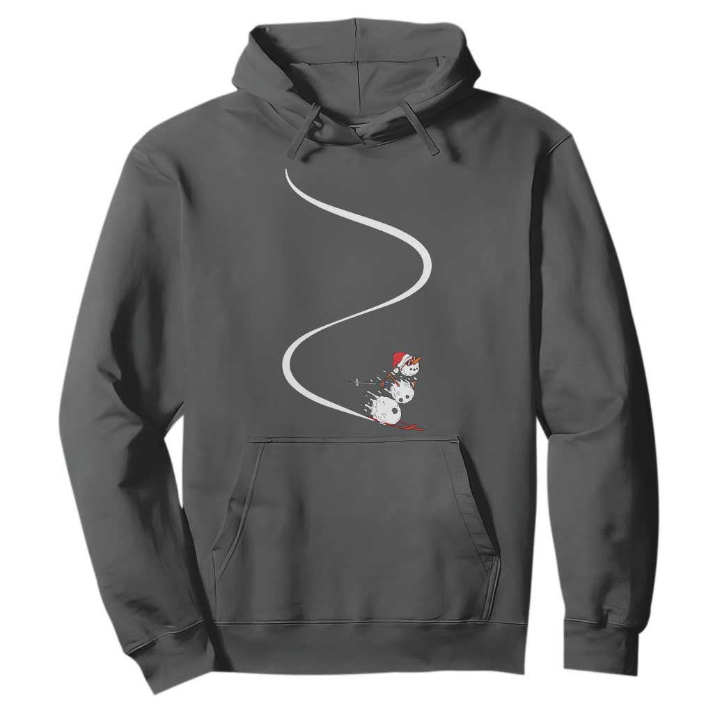 Skiing Snowman Hoodie Funny Ski Freeride Freeski Winter Sports Skiers TS10 Dark Heather Print Your Wear