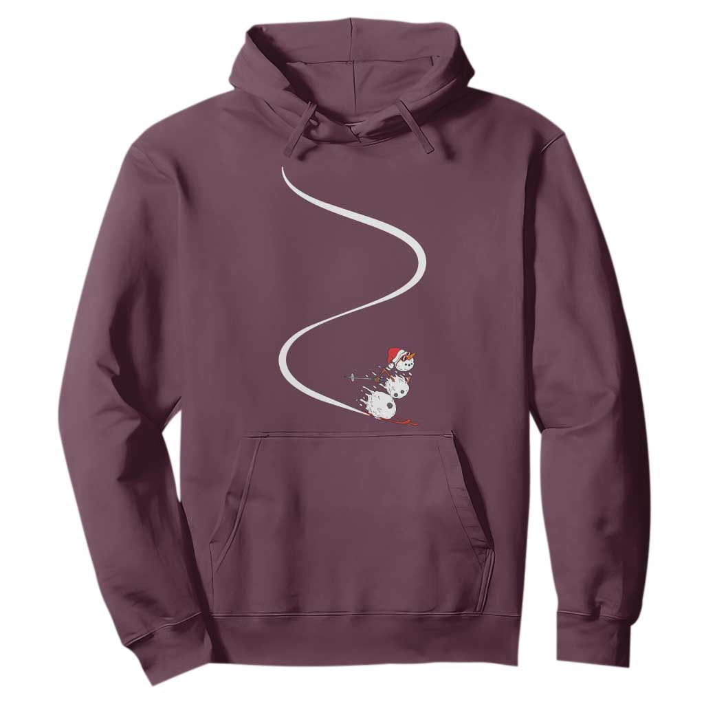 Skiing Snowman Hoodie Funny Ski Freeride Freeski Winter Sports Skiers TS10 Maroon Print Your Wear